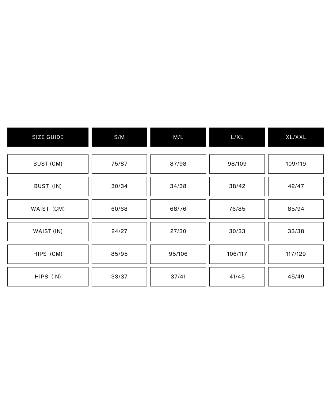 Taglie Top body canotta